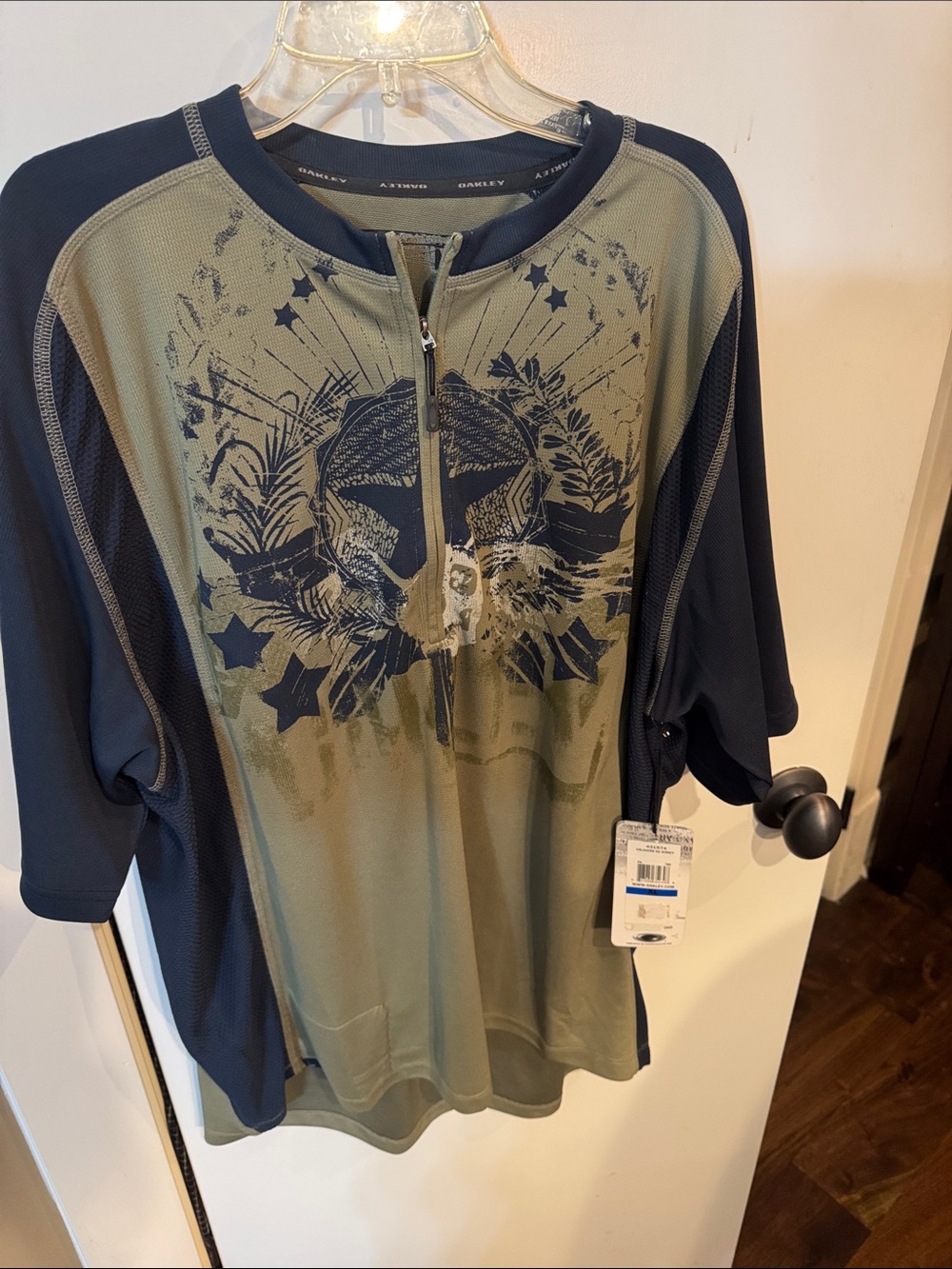 Oakley Olive & Navy Graphic Half-Zip Cycling Performance Top